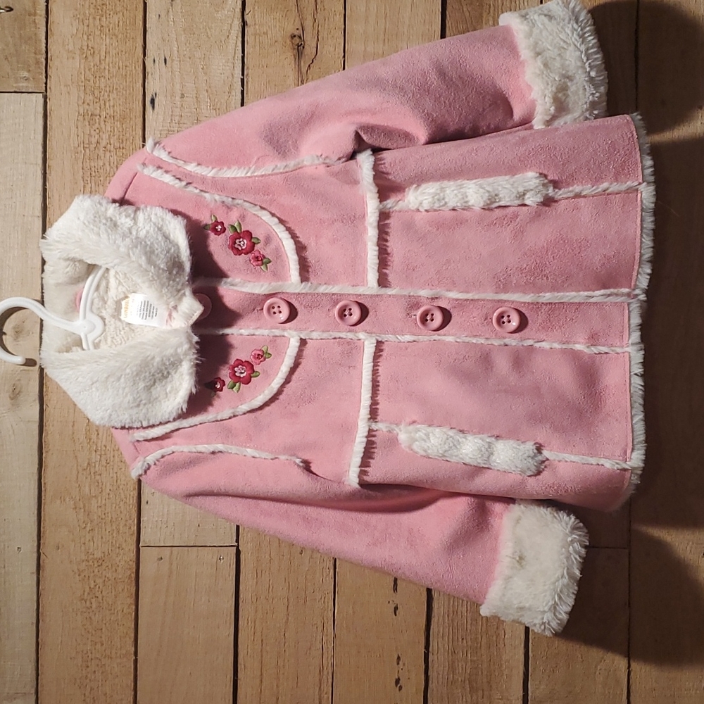 Gymboree XS (3-4) Gymboree XS (3-4) Pink Faux Suede/White Fur Coat